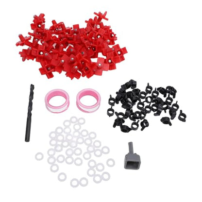 40PCS Automatic Poultry Nipple, Red Chicken Waterer Nipples Plastic Steel with Drill Bit, for Bucket Feeders Chicken Coop