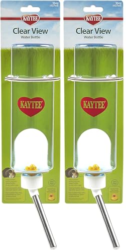 Kaytee Clear View Water Bottle for Pet Guinea Pigs, Rats and Chinchillas, 16 oz (Pack of 2) - size: 16 oz (Pack of 2)