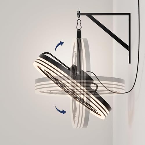 Plug in Wall Mount Fan with Light, 20 Inch 3CCT Dimmable Fan Light, Remote & App Control, 6-Speed, Reversible, Indoor/Outdoor Wall Mounted Fans for Patio, Garage, Living Room (LED Frame) - color: LED Frame