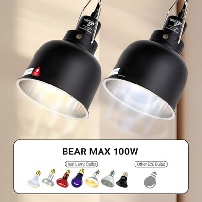 WACOOL TERRA Reptile Light Fixture 2 Pack, 5.5 in Deep Dome Reptile Heat Lamp Fixture, Optical Reflection Terrarium Light Fixture for Reptile UVB UVA Heat Basking Bulbs - style: 5.5 inch-2pack