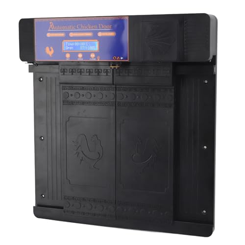 Pilipane Automatic Chicken Coop Door Opener Solar Powered Timer Anti Pinch IP45 Poultry Coop Door for Chickens Ducks Geese Plastic 403x365x85mm (Black) - color: Black