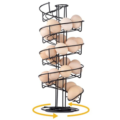 Toplife Spiral Design Metal Egg Skelter Dispenser Rack, Storage Display Rack, Black - color: Black