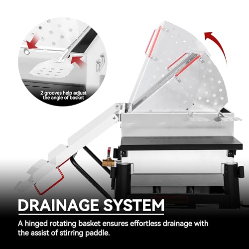 Creole Feast CFB1001A 90 QT Crawfish Boiler, Outdoor Single Sack Propane Gas Cooker with Folding Cylinder Mounting Bracket and Stirring Paddle for Seafood & Crawfish Season, Black - size: 90 quart