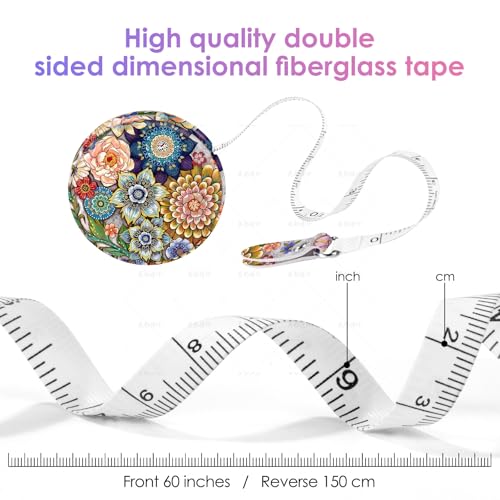Sewing Tape Measure，Colour Printed Small Retractable Soft Measuring Tape for Tailor Cloth Fabric Body Measurements. - color: Mandara Flower