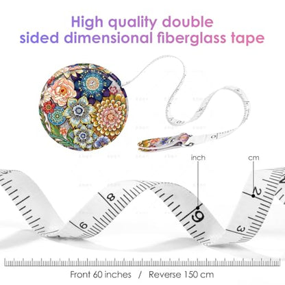 Sewing Tape Measure，Colour Printed Small Retractable Soft Measuring Tape for Tailor Cloth Fabric Body Measurements. - color: Mandara Flower