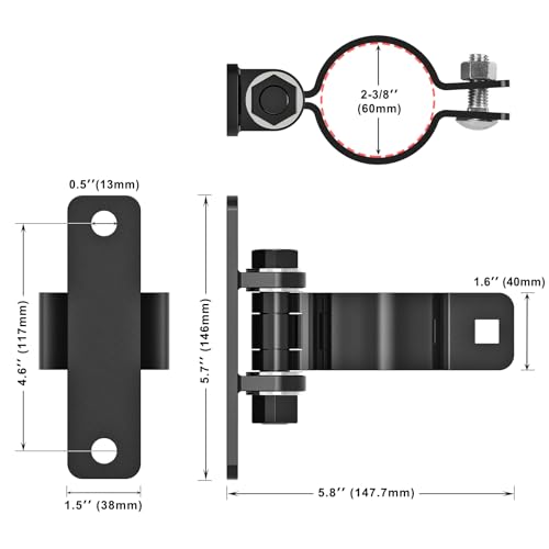 Insaga Gate Hinges Heavy Duty Carbon Steel Chain Link Fence Parts Electroplated Finish, Removable Bolts for Wall Mount, Fits 2-3/8'' Outer Diameter Pipes/Posts for Farm, Fence Gate (2Pack, Black) - size: 2-3/8''