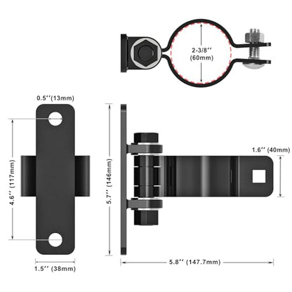 Insaga Gate Hinges Heavy Duty Carbon Steel Chain Link Fence Parts Electroplated Finish, Removable Bolts for Wall Mount, Fits 2-3/8'' Outer Diameter Pipes/Posts for Farm, Fence Gate (2Pack, Black) - size: 2-3/8''