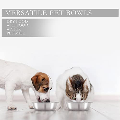 8 Pack Small Dog Bowl Cat Bowl,3 Cup 24 OZ Stainless Steel Dog and Cat Bowls Pet Metal Food and Water Dish,Basic Pet Feed Bowls for Small Dog Puppies Kitten
