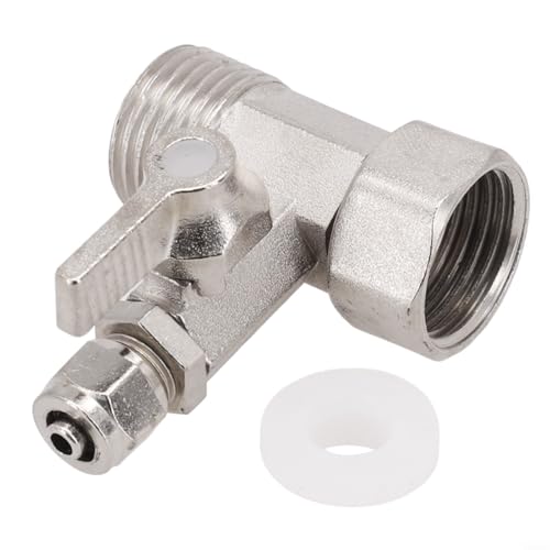 RO Water Feed Adapter 1/2 Inch to 1/4 Inch with Shut-off Ball Valve Tap Tee Chrome-Plated All Metal Lead-Free Brass for Reverse Osmosis System Plumbing Fixtures
