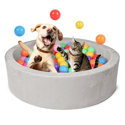 Dog Beds, 27 Inch Round Foam Pet Beds，Suitable for Small Dog & Cat to Sleep in and Play in The Ball Pit，Gray - Ideal for Puppies and Kittens（Balls NOT Included）... - color: Grey