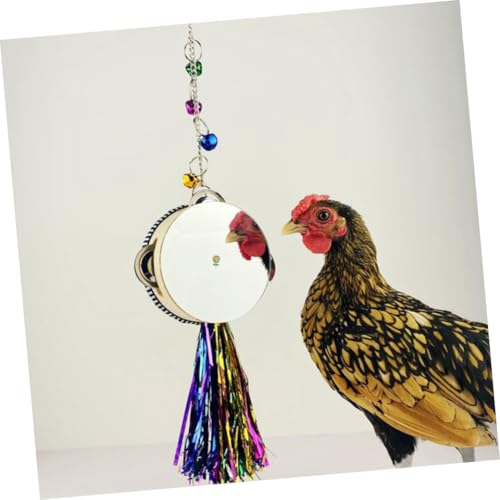 ORFOFE Double-Sided Stainless Steel Chicken Mirror Toy Fun Hen Rooster Plaything for Coop Activities Boredom Relief and Self-Entertainment