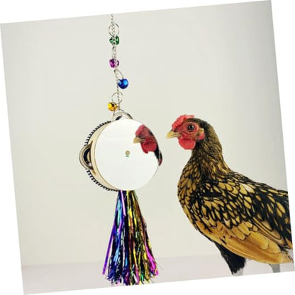 ORFOFE Double-Sided Stainless Steel Chicken Mirror Toy Fun Hen Rooster Plaything for Coop Activities Boredom Relief and Self-Entertainment