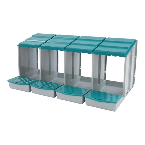 Chicken Nesting Box, 4 Compartments PP Nesting Box, Wall Mountable Nesting Boxes with Inclined Top, Drain Holes & Resting Platform for Chicken and Poultry to Collect Eggs