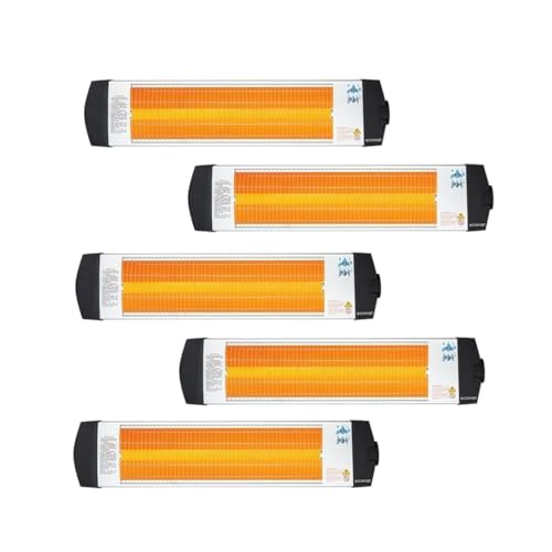 Econat C-15 Infrared Electric Heater 1500W, Wall Mounted Indoor/Outdoor Heater with Adjustable Thermostat, Energy Efficient – 5 Pack