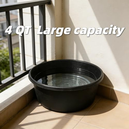 Heavy Duty Dog Bowls 4 Quart Rubber Feed Pan, Crack Proof Farm Equipment for Livestock, Durable Indoor Outdoor Water Bucket Dispenser, 11 Inch Black Food Bowl for Rabbits