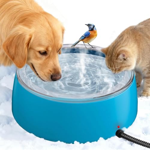 Newget 3L Heated Water Bowl, Outdoor Large Heated Dog Bowls, Outside Waterproof Heated Pet Bowl with Chew Resistant Cord, Smart Thermal Dish Provides Drinkable Water in Winter for Cat, Rabbit, Chicken - color: A-Blue