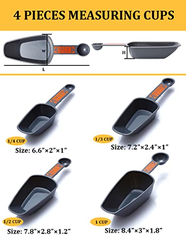 Comtim 4-in-1 Dog Food Scoop Set - 1 Cup, 1/2 Cup, 1/3 Cup, 1/4 Cup Pet Food Measuring Cup for Dog Cat