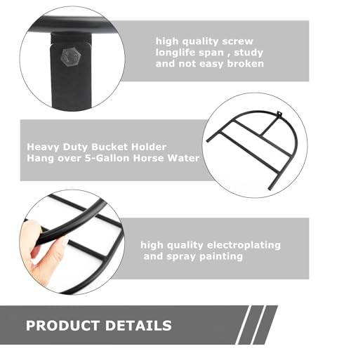 4 Pack Bucket Holder,Heavy Duty Wall Mounted Livestock Water Bucket Holder Detachable Steel Bucket Hanger, Securely Hangs 5 Gallon Horse Water and Feed Buckets