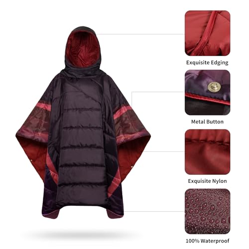 Camping Blanket,Hoodie Blankets Poncho Outdoor Waterproof Windproof Warm Durable & Portable for Stadium, Concerts, Car,Travel, Beach, Picnic, Grass,75 * 57 inch - color: Moon Night