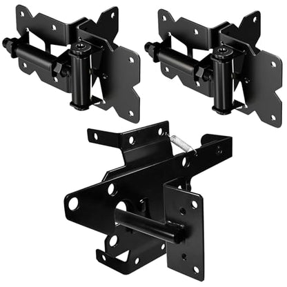 K Kasonic Self Closing Gate Hinges and Latch Kits, Heavy Duty Door Hinges Hardware Kit for Vinyl/PVC/Wooden Fence Gates, 90 Degree Adjustable, Fits 3/4" to 1" Gap with Adjuster Tool and Screws