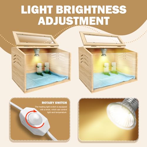Chicken Brooder Box for Chicks & Quail with 3 Absorbent Pads, Feeder and Waterer - Adjustable Temperature Control Brooding Box for Small Chicken Coop & Quail Cage (15.7x12x12 Inches) ﻿ - color: Beige