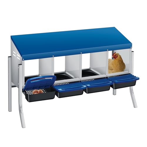 Nesting Boxes for Chickens, 4 Holes Chicken Nesting Box with Removable Tray, Easy Egg Collection, Roll Away Nesting Box for Hens, Chicken Coop, with Legs, Blue - color: blue, size: 4 holes with legs