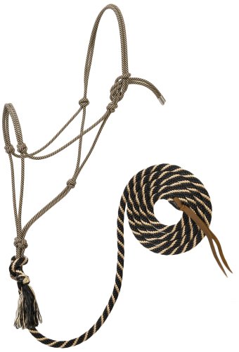 Weaver Leather Silvertip No. 95 Rope Halter with 10' Lead, Average, Black/Tan