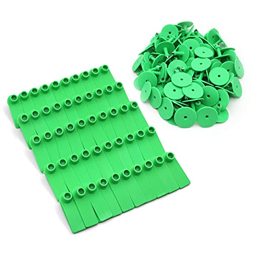 MINYULUA Blank Ear Tags 100 Pieces Blank Livestock Ear Tags for Animal | Livestock Identification Animal Ear Tag for Goat Sheep Cattle Cows Pigs Hog, TPU Material(green) - color: Green