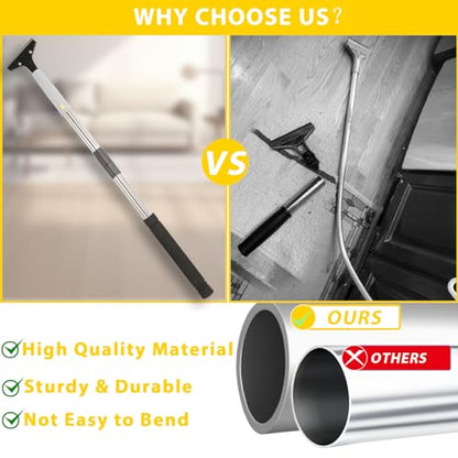 Floor Scraper Long Handle Heavy Duty, 31-61“ Long Handle Blade Scraper Tool with 10PCS Extra Blades 4 Inch stainless steel efficiently and quickly kitchen stickers windows cleaning. (55inch) - size: 61inch