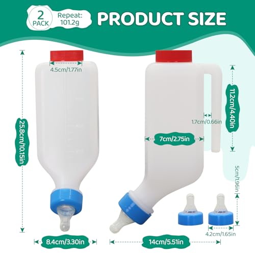2 Pack 800ml Lamb Feeding Bottle,Hang Upside Down | Goat Feeder Bottles, Animal Milk Bottle,With Scale, Reusable, Goat Nursing Bottles ,For Lamb Goats Dog Cat Piglet