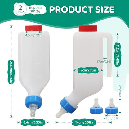 2 Pack 800ml Lamb Feeding Bottle,Hang Upside Down | Goat Feeder Bottles, Animal Milk Bottle,With Scale, Reusable, Goat Nursing Bottles ,For Lamb Goats Dog Cat Piglet