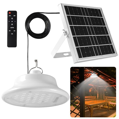Solar Shed Pendant Light Auto Dusk to Dawn Solar Light Day and Night Indoor and Outdoor with Remote Control for Barn, Garden, Yard, Gazebo,Patio,Tent,Chicken Coop, Cattle Pen, Pigsty(1 lamp) - color: Single light