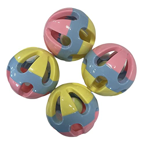 AZ Micro Mini Pigs Pet Rattle Balls 4 Pack (Pink Blue Yellow) - You Can Add Apples, Lettuce, or Small Dog Bones in The Holes - color: Pink Teal Yellow