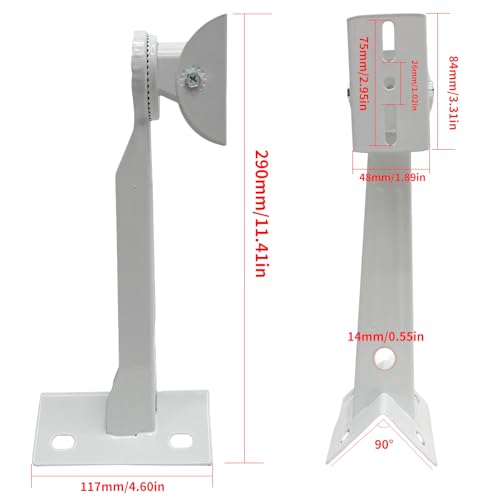 L-Shape Dome Camera Bracket, Wall Ceiling Mount for Security Dome Cameras, Wall Mount,Corner (Vertical Pole Bracket+Hoop 7.8 in )
