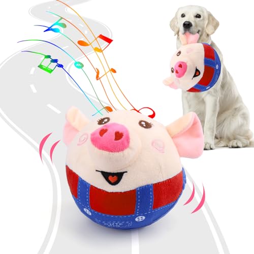 BABORUI Interactive Dog Toys Pig, Jumping Squeaky Dog Toys with Recording and Music Modes, Rechargeable Moving Dog Chew Toys for Small/Medium/Large Dogs to Keep Them Busy(Red Pig) - color: Red Pig