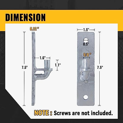 VIVIDA Wall Mount Gate Hinge 2 PCS, Heavy Duty Flat Back Farm Gate Hinge with 5/8" Pin, Chain Link Fence Parts, Galvanized Steel - size: 7.5" × 1.5" (2 PCS)