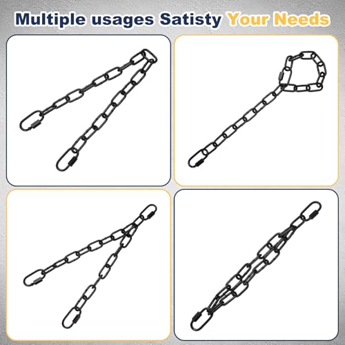 PATIKIL 2 Pcs Gate Chain Lock, 18 in x 3mm Dia Alloy Steel Hanging Chain Lock with 2 Clasps for Stall Barn Fence Gate Hammock Swing Punching Sandbag Yoga Gym, Black