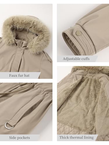 Bellivera Women's Plus Size Parka Jacket Long Winter Warm Hooded Zipper Coat - color: Beige, size: XX-Large