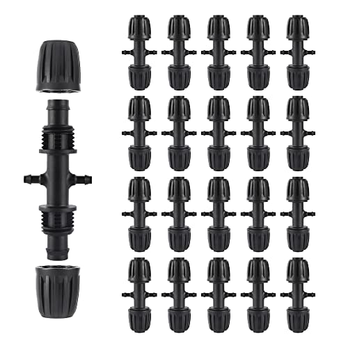 Barbed Tee 1/2 Inch to 1/4 Inch Irrigation Tube Fittings for (1/2'' ID x 0.60''-0.63'' OD) 16mm Drip Tubing Anti-Drop Barbed Connectors,4-Way-20 Pcs - size: 20 Pcs Barbed Tee 4-way
