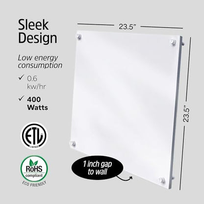 EconoHome Convection Wall Heater with Thermostat - 400W Electric Wall Mounted Space Heater Panel - Updated Model, 120V - Heats Rooms up to 120 Sq Ft - size: 400W