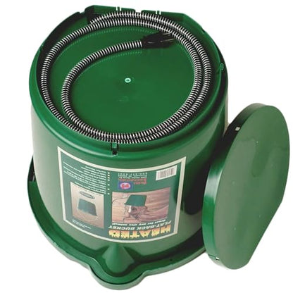 Farm Innovators 4 Pack Heated Water Bucket, 120W Heating Power - Flat Back 5 Gallon Plastic Bucket with Cord Storage for Livestock Watering & Feeding
