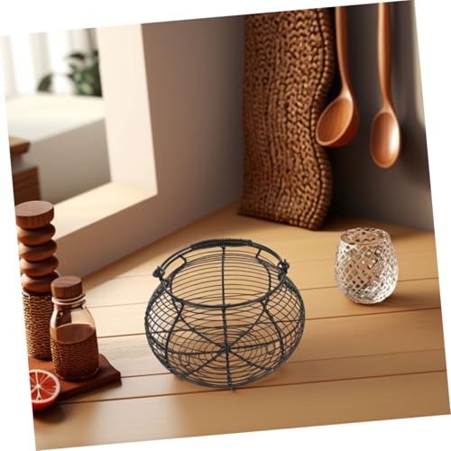 Uonlytech 2pcs Metal Wire Egg Basket with Handle, Fresh Egg Holder and Vegetable Storage Bin for Kitchen Countertop, Wire Organizing Basket for Farmhouse, Market, and Grocery Collection,