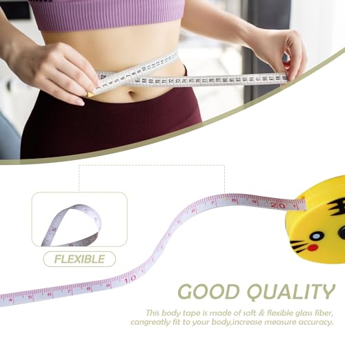 4 Pack Retractable Tape Measure + 2 Pack Soft Body Measuring Tape for Body Measurements(60-Inch), Cartoon Animal Body Measuring Tapes with Keyring for Cloth Body Tailor Sewing Craft Measuring Tools