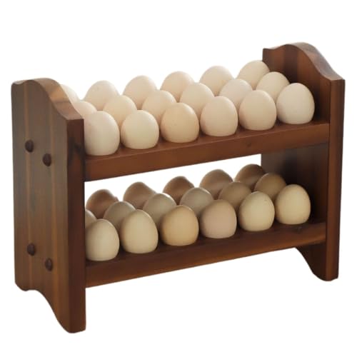 Egg Holder Countertop, Egg Storage and Egg Container for 36 Eggs, Fresh Egg Holder Countertop, Stackable Shelf Display Holder for Kitchen,Cute Egg Holder with Rustic Style, Light Brown