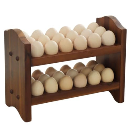 Egg Holder Countertop, Egg Storage and Egg Container for 36 Eggs, Fresh Egg Holder Countertop, Stackable Shelf Display Holder for Kitchen,Cute Egg Holder with Rustic Style, Light Brown