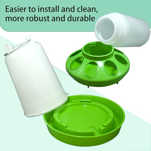 Chick Feeder and Waterer Set for Brooder - Adjustable Height (3 Levels) 0.3Gal Feeder & 0.4Gal Waterer - Automatic Poultry Kit for Baby Chicks, Ducklings