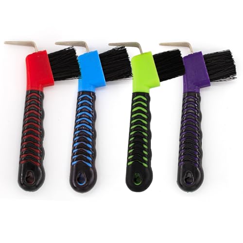 Horse Grooming Tool - Hoof Brush with Stiff Bristled Bristles and Soft Rubber Handle, Efficiently Cleans Horse Hooves and Doubles as a Mud Remover for Boots, Random Color 4PCS - color: Random Color 4PCS