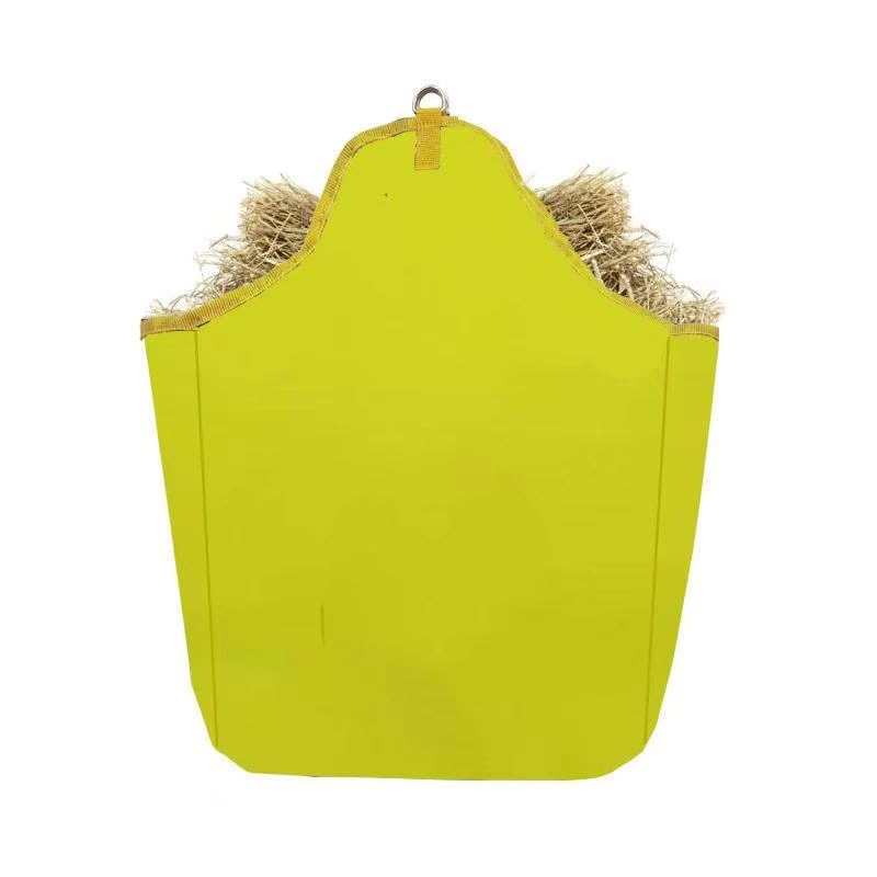 BARN & STABLE Large Hay Bag for Horses - Slow Feed 27" * 21" * 6" - Trailer Feeder for Cow, Goats, Donkey, Cattle - Open Feed Hole and Metal Snap Fastener