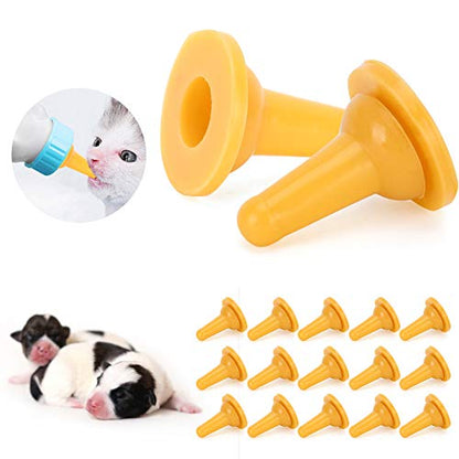 Pet Feeding Bottle Nipples 15-Pack Soft Silicone Replacement Nipples for Newborn Kittens Puppies Small Animals Nursing Bottle Accessories