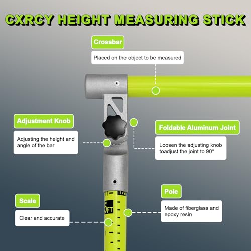 20FT Load Height Measuring Stick with Carrying Bag, Retractable Height Stick for Trucks, Truck Height Measuring Stick with Adjustable Pole, Accurately for Trucks, Car Haulers(Light Green)